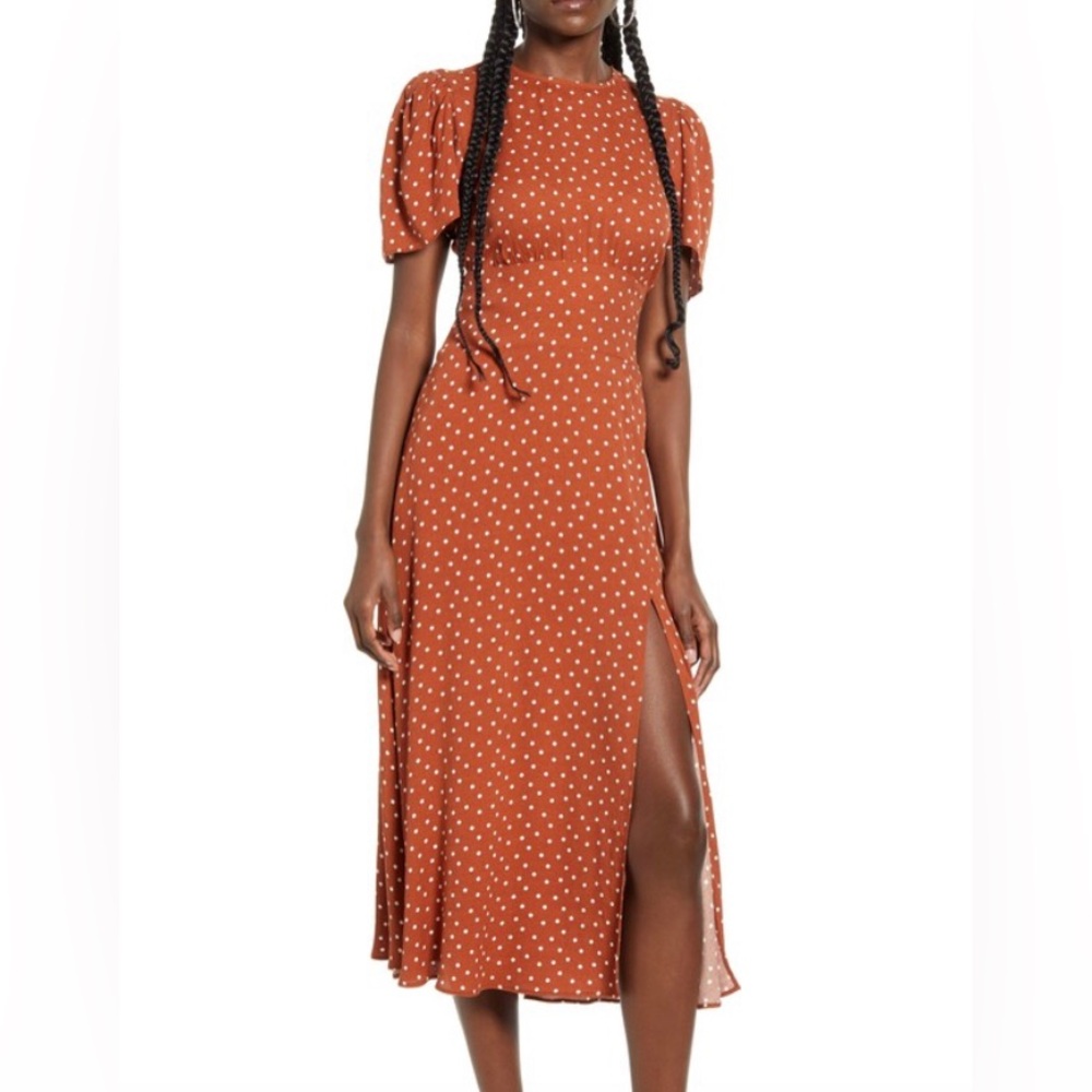 AFRM Backless Polka Dotted Midi Dress